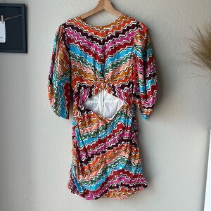 NWT Rhode Dress Abstract Cut Out Isla Ric Rac Chevron Print Mini Dress Size 8
